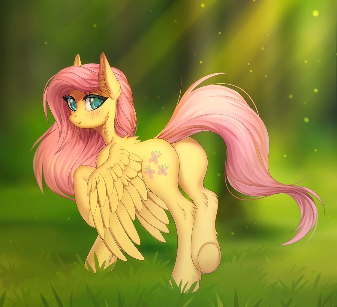 1869760 Safe Artist Margony Fluttershy Pegasus Pony Blushing