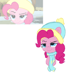 Size: 2053x2161 | Tagged: safe, artist:thatonefluffs, pinkie pie, earth pony, pony, g4, my little pony best gift ever, bust, female, hat, high res, mare, portrait, simple background, solo, transparent background, winter cap