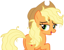 Size: 3672x2875 | Tagged: safe, artist:andoanimalia, applejack, earth pony, pony, g4, sounds of silence, cowboy hat, female, freckles, hat, high res, messy mane, simple background, solo, stetson, transparent background, vector