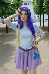 Size: 691x1037 | Tagged: safe, artist:vjwcosplay, rarity, human, equestria girls, g4, belt, clothes, cosplay, costume, female, irl, irl human, photo, skirt