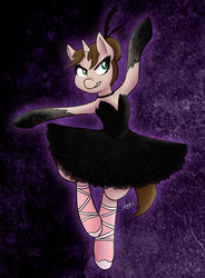 Size: 1106x1500 | Tagged: safe, artist:wiggles, oc, oc only, oc:ryleigh, pony, unicorn, ballerina, ballet, black swan, clothes, collar, commission, converse, dancing, female, mare, princess tutu, shoes, solo, swan lake, tutu