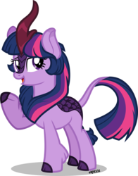 Size: 5000x6366 | Tagged: safe, artist:orin331, twilight sparkle, kirin, g4, sounds of silence, absurd resolution, cloven hooves, female, kirin twilight, kirin-ified, leonine tail, open mouth, raised hoof, shadow, simple background, solo, species swap, transparent background