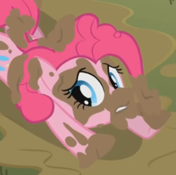 Size: 365x362 | Tagged: safe, screencap, pinkie pie, earth pony, pony, g4, the return of harmony, cropped, female, mare, mud, solo