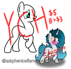 Size: 1170x1133 | Tagged: safe, artist:steamyart, oc, oc only, oc:phenioxflame, pony, advertisement, commission, example, png, simple background, solo, transparent background, ych example, your character here