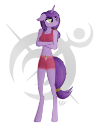 Size: 1280x1655 | Tagged: safe, artist:virenth, oc, oc only, oc:quelanna cali, unicorn, anthro, clothes, female, pinup, simple background, solo, transparent background