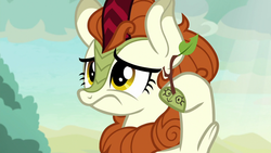 Size: 1280x720 | Tagged: safe, screencap, autumn blaze, kirin, g4, season 8, sounds of silence, autumn blaze's puppet, cloven hooves, female, sad, solo, twig