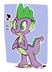 Size: 2217x3069 | Tagged: safe, artist:waackery, spike, dragon, g4, baby, baby dragon, blushing, claws, cute, fangs, green eyes, hands together, heart, high res, male, scales, simple background, smiling, solo, spikabetes, sweat, sweatdrop, tail
