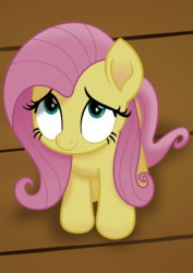 Size: 2480x3508 | Tagged: safe, artist:phucknuckl, fluttershy, pegasus, pony, g4, my little pony: the movie, cute, female, high res, i'm the friend you need, inkscape, looking at you, looking up, mare, movie accurate, scared, shyabetes, solo, vector
