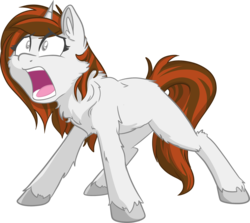 Size: 2974x2656 | Tagged: artist needed, safe, oc, oc only, pony, unicorn, chest fluff, female, high res, mare, open mouth, shocked, simple background, solo, transparent background, unshorn fetlocks