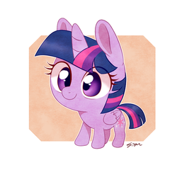 Size: 600x600 | Tagged: safe, artist:sion, twilight sparkle, alicorn, pony, g4, abstract background, chibi, cute, female, mare, smiling, solo, twiabetes, twilight sparkle (alicorn)