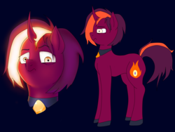 Size: 2000x1500 | Tagged: safe, artist:panustar, oc, oc only, oc:burnt fuse, pony, unicorn, angry, bust, cutie mark, female, glowing mane, hooves, jewelry, mare, portrait, solo, unamused