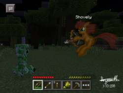 Size: 2048x1556 | Tagged: safe, artist:wvdr220dr, oc, oc:minecraft shovely, games, hunter, minecraft, miner, night