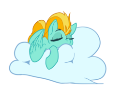 Size: 907x760 | Tagged: dead source, safe, artist:storyteller, lightning dust, pony, g4, cloud, female, on a cloud, simple background, sleeping, sleeping on a cloud, solo, transparent background