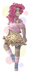 Size: 2029x4960 | Tagged: safe, artist:monnarcha, pinkie pie, human, g4, clothes, converse, female, humanized, moderate dark skin, shoes, simple background, smiling, socks, solo, striped socks, transparent background