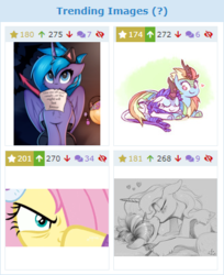 Size: 326x399 | Tagged: safe, artist:raridashdoodles, artist:twiren, fluttershy, princess luna, rainbow dash, rarity, twilight sparkle, kirin, derpibooru, g4, female, kissing, lesbian, meta, ship:raridash, shipping, trending images