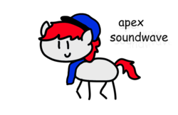 Size: 1671x1080 | Tagged: safe, artist:apexsoundwave, artist:round trip, oc, oc only, oc:apex soundwave, earth pony, pony, base used, clothes, comic sans, male, scarf, simple background, solo, stallion, stick pony, stylistic suck, white background