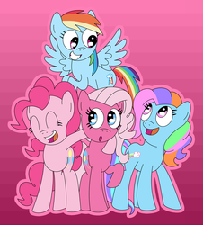 Size: 1935x2136 | Tagged: safe, artist:br8kspider, pinkie pie, pinkie pie (g3), rainbow dash, rainbow dash (g3), g3, g4, cute, dashabetes, diapinkes, g3 to g4, generation leap