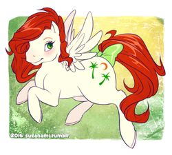 Size: 900x810 | Tagged: safe, artist:suzanami, paradise, pegasus, pony, g1, bow, cute, female, paradawwse, solo, tail bow