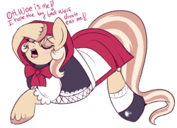 Size: 770x556 | Tagged: safe, artist:lulubell, oc, oc only, oc:lulubell, pony, clothes, costume, implied vore, little red riding hood, simple background, solo, transparent background