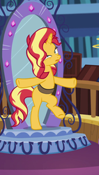 Size: 571x1004 | Tagged: safe, screencap, sunset shimmer, pony, unicorn, equestria girls, equestria girls series, forgotten friendship, g4, bipedal, cropped, in the human world for too long