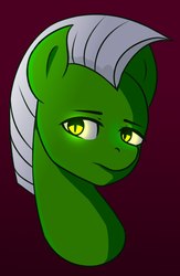 Size: 1412x2160 | Tagged: safe, artist:romablueberry, oc, oc only, pony, bust, glowing eyes, male, portrait, simple background, slit pupils, solo, stallion