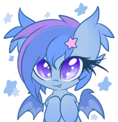 Size: 2000x2073 | Tagged: safe, artist:starlightlore, oc, oc only, oc:astral flare, bat pony, pony, female, filly, high res, mare, simple background, solo, starry eyes, transparent background, wingding eyes