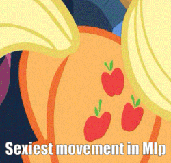 Size: 347x330 | Tagged: source needed, useless source url, safe, edit, edited screencap, screencap, applejack, earth pony, pony, best gift ever, g4, animated, applebutt, butt, cropped, cutie mark, female, gif, i watch it for the plot, image macro, meme, pictures of butts, plot, sexy, solo, stupid sexy applejack, text