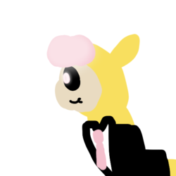 Size: 480x480 | Tagged: safe, artist:artdbait, paprika (tfh), alpaca, ghost, them's fightin' herds, black sclera, clothes, community related, doodle, female, fightin' doods, lewis, pink hair, solo, suit
