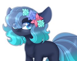 Size: 1417x1126 | Tagged: safe, artist:aliceub, oc, oc only, earth pony, pony, female, flower, flower in hair, mare, simple background, solo, white background