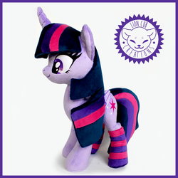 Size: 1792x1792 | Tagged: safe, artist:lioncubcreations, twilight sparkle, alicorn, pony, g4, clothes, commission, customized toy, folded wings, irl, photo, pink, plush artist, plushie, purple, socks, striped socks, toy, twilight sparkle (alicorn), wings