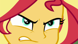 Size: 1920x1080 | Tagged: safe, screencap, sunset shimmer, equestria girls, equestria girls series, forgotten friendship, angry, close-up, extreme close-up, female, solo, sunset shimmer is not amused, unamused