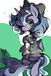 Size: 600x900 | Tagged: safe, artist:tohupo, princess luna, alicorn, pony, g4, bow, clothes, cute, female, filly, hair bow, lunabetes, mare, solo, woona, younger