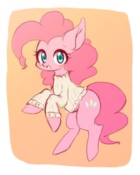 Size: 2732x3415 | Tagged: safe, artist:91o42, pinkie pie, earth pony, pony, g4, abstract background, clothes, cute, diapinkes, female, high res, looking at you, mare, solo, sweater