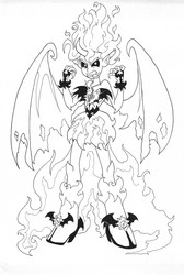 Size: 1518x2258 | Tagged: safe, sunset shimmer, demon, equestria girls, g4, angry, sunset satan, uncolored skin, wings