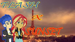 Size: 1280x720 | Tagged: artist needed, safe, flash sentry, sunset shimmer, equestria girls, g4, eiffel tower, female, france, male, paris, ship:flashimmer, shipping, straight
