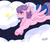 Size: 1280x1065 | Tagged: safe, artist:merri-weather, north star (g1), pegasus, pony, g1, bow, cloud, female, flying, mare, night, shooting star, solo, stars, tail bow, unshorn fetlocks