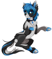 Size: 991x1109 | Tagged: safe, artist:requiem♥, oc, oc only, oc:blue bell, pony, bell, bell collar, blue, cheek fluff, chest fluff, collar, commission, ear fluff, female, happy, hooves, markings, shading, short hair, simple background, smiling, solo, straight, transparent background