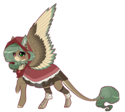 Size: 1277x1146 | Tagged: safe, artist:luuny-luna, oc, oc only, oc:luna wolf, pegasus, pony, clothes, female, heterochromia, little red riding hood, mare, simple background, solo, transparent background