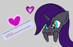 Size: 2425x1563 | Tagged: safe, artist:lamb, oc, oc only, oc:nyx, alicorn, pony, /mlp/, alicorn oc, drawthread, gray background, simple background, solo, starry eyes, wingding eyes