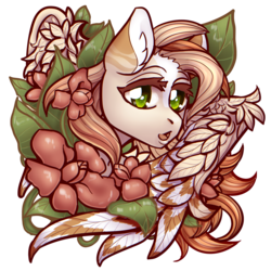 Size: 1500x1500 | Tagged: safe, artist:st. oni, oc, oc only, oc:asher, pegasus, pony, bust, flower, portrait, simple background, solo, transparent background, ych result