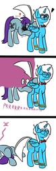 Size: 427x1280 | Tagged: safe, artist:happydeadpony, oc, oc only, oc:cloudie, oc:teb, alicorn, pony, alicorn oc, bowtie, butt touch, butthug, comic, duo, face fart, faceful of ass, fart, fart noise, female, heart, hoof on butt, horn, hug, knocked out, mare, raised tail, shipping denied, simple background, skull and crossbones, tail, unamused, wings