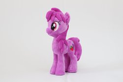 Size: 3000x2000 | Tagged: safe, artist:nekokevin, berry punch, berryshine, earth pony, pony, g4, female, high res, irl, mare, photo, plushie, simple background, smiling, solo, white background