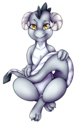 Size: 1302x2048 | Tagged: safe, artist:mamachubs, oc, oc only, oc:samari coba, dragon, dragoness, facial markings, female, horns, simple background, solo, tail, transparent background, wingless dragon