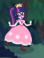 Size: 1417x1890 | Tagged: safe, artist:phucknuckl, sci-twi, twilight sparkle, equestria girls, g4, boots, bow, breasts, bush, cleavage, clothes, collar, cosplay, costume, crossover, crown, dress, female, forest, glasses, gloves, grass, hairpin, halloween, halloween 2018, halloween costume, happy, holiday, jewelry, necklace, new super mario bros. u deluxe, night, nightmare night, nightmare night 2018, nightmare night costume, nintendo, open mouth, outdoors, peachette, ponytail, regalia, shadow, shoes, smiling, solo, standing, standing on one leg, stars, super crown, super mario bros., teeth, toadette, tree, wall of tags