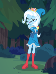 Size: 1417x1890 | Tagged: safe, artist:phucknuckl, trixie, equestria girls, bedroom eyes, boots, boulder, breasts, bust, cleavage, clothes, cosplay, costume, crossed arms, crossover, crown, dress, female, forest, glasses, grass, halloween, halloween 2018, halloween costume, happy, hat, holiday, jewelry, kamek, kamekette, legs, looking at you, magic wand, night, nightmare night, nightmare night 2018, nightmare night costume, open mouth, outdoors, raised eyebrow, regalia, rock, shadow, shoes, smiling, solo, standing, stars, stone, super crown, super mario bros., tree, wall of tags, wand, witch, witch hat, wizard, wizard hat