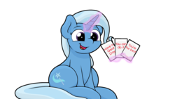 Size: 1920x1080 | Tagged: safe, artist:ljdamz1119, trixie, pony, unicorn, g4, card, cute, diatrixes, female, levitation, magic, mare, open mouth, simple background, sitting, smiling, solo, telekinesis, transparent background, wholesome