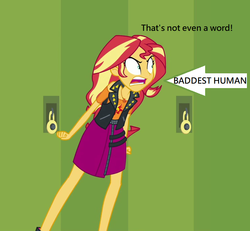 Size: 730x674 | Tagged: safe, edit, edited screencap, screencap, sunset shimmer, equestria girls, equestria girls series, forgotten friendship, g4, abuse, angry, background pony strikes again, cropped, downvote bait, female, op is a duck, op is trying to start shit, op is wrong, shimmerbuse, solo, worst human