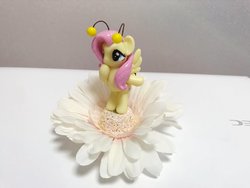 Size: 1024x768 | Tagged: artist needed, safe, fluttershy, g4, animal costume, bee costume, clothes, costume, flower, flutterbee
