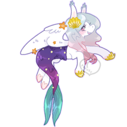 Size: 680x680 | Tagged: safe, artist:peachy-pea, mermaid, pegasus, pony, halloween, holiday, simple background, solo, transparent background