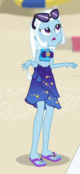 Size: 244x528 | Tagged: safe, screencap, trixie, equestria girls, equestria girls specials, g4, my little pony equestria girls: better together, my little pony equestria girls: forgotten friendship, clothes, cropped, feet, female, flip-flops, sarong, solo, swimsuit